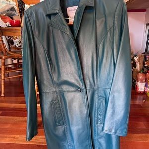 Pamela McCoy collections blue jade genuine leather coat. Size S